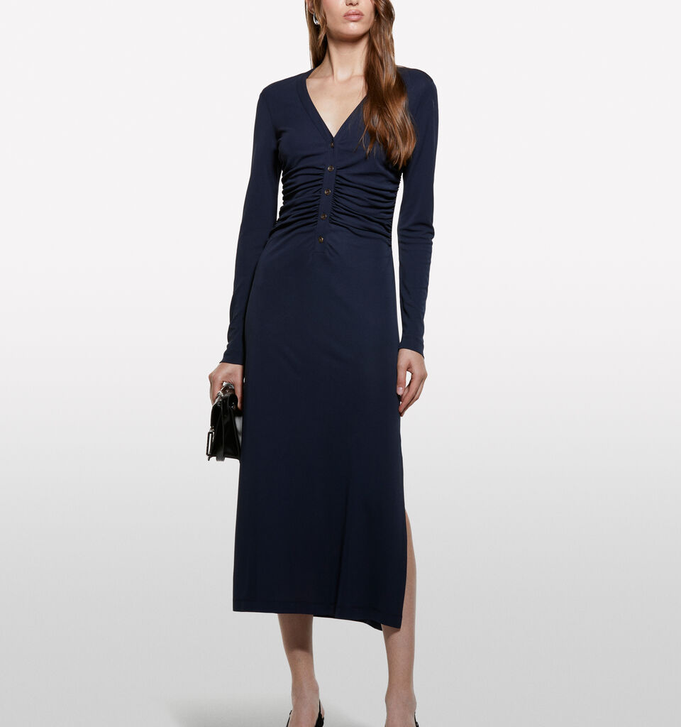 Vestito blu scuro con spacco - vestiti lunghi da donna - Blu Scuro | Sisley image number 1